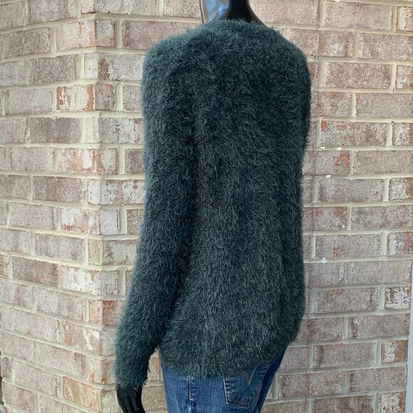 Pink Rose Fuzzy Eyelash Long Sleeve V-Neck Sweater Sz XS - Picture 3 of 14